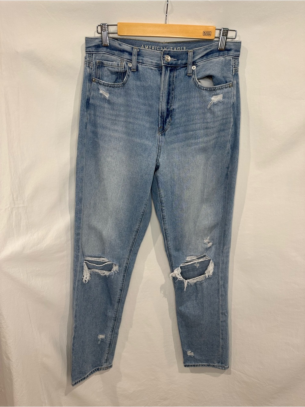 American Eagle Outfitters Light Blue Distressed Ankle Jeans